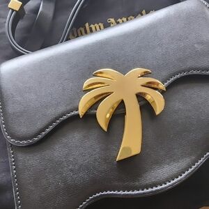 Palm Angels Black Leather Shoulder Bag